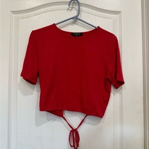 Self Esteem Vibrant Red Tie-Front Crop Top